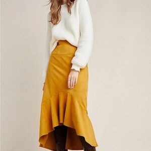Maeve Mustard High-Low Skirt